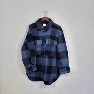 H&M Oversized Plaid Shacket Flannel Shirt Jacket